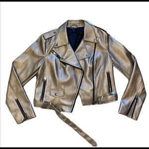 Romeo Juliet Couture Metallic Faux Leather Jacket